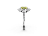 White gold Fancy Yellow Emerald  Cut Diamond Floral Halo Pave Band with Prong Setting_39