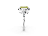 White gold Fancy Yellow Emerald Cut Diamond Floral Halo Split Shank Prong Setting Ring_2