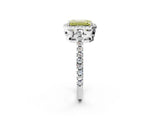White gold Fancy Yellow Emerald Cut Diamond Halo Engagement Ring with Pavé Band and Prong Setting_41