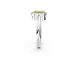 White gold Fancy Yellow Emerald  Cut Diamond Halo Engagement Ring with Split Shank and Four-Prong Setting_92