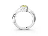White gold Fancy Yellow Emerald  Cut Diamond Halo Engagement Ring with Split Shank and Four-Prong Setting_93