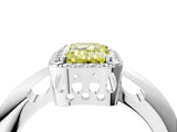 White gold Fancy Yellow Emerald  Cut Diamond Halo Engagement Ring with Split Shank and Four-Prong Setting_95