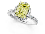 White gold Fancy Yellow Emerald Cut Diamond Halo Pave Band with Four-Prong Setting_4