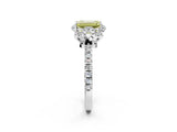 White gold Fancy Yellow Emerald Cut Diamond Halo Pave Band with Four-Prong Setting_5