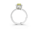 White gold Fancy Yellow Emerald Cut Diamond Halo Pave Band with Four-Prong Setting_6