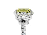White gold Fancy Yellow Emerald Cut Diamond Halo Pave Band with Four-Prong Setting_8