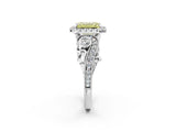 White gold Fancy Yellow Emerald Cut Diamond Halo Ring with Milgrain Pavé Band and Four-Prong Setting_50