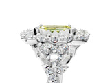 White gold Fancy Yellow Emerald Cut Diamond Halo Ring with Pavé Band and Four-Prong Setting_53