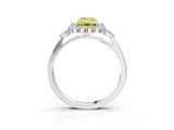 White gold Fancy Yellow Emerald Cut Diamond Halo Ring with Pear Side Stones and Prong Setting_78