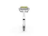 White gold Fancy Yellow Emerald  Cut Diamond Halo Ring with Round Brilliant Halo and Solitaire Band_89