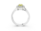 White gold Fancy Yellow Emerald  Cut Diamond Halo Ring with Round Brilliant Halo and Solitaire Band_90
