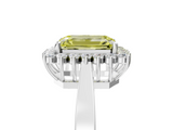 White gold Fancy Yellow Emerald  Cut Diamond Halo Ring with Round Brilliant Halo and Solitaire Band_92