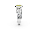 White gold Fancy Yellow Emerald Cut Diamond Halo Ring with Round Split Shank and Prong Setting_62