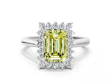 White gold Fancy Yellow Emerald  Cut Diamond Halo Ring with Solitaire Band and Prong Setting_53