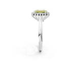 White gold Fancy Yellow Emerald  Cut Diamond Halo Ring with Solitaire Band and Prong Setting_55