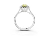 White gold Fancy Yellow Emerald  Cut Diamond Halo Ring with Solitaire Band and Prong Setting_56