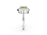 White gold Fancy Yellow Emerald Cut Diamond Halo Ring with Split Shank and Four-Prong Setting_49