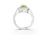 White gold Fancy Yellow Emerald Cut Diamond Halo Ring with Split Shank and Four-Prong Setting_50