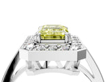 White gold Fancy Yellow Emerald Cut Diamond Halo Ring with Split Shank and Four-Prong Setting_51