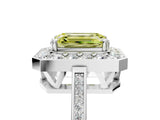 White gold Fancy Yellow Emerald Cut Diamond Halo Ring with Split Shank and Four-Prong Setting_52
