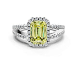 White gold Fancy Yellow Emerald Cut Diamond Halo Split Shank Engagement Ring_51