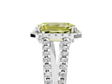 White gold Fancy Yellow Emerald Cut Diamond Halo Split Shank Engagement Ring_56