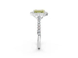White gold Fancy Yellow Emerald  Cut Diamond Milgrain Floral Halo Engagement Ring with Pavé Band_17