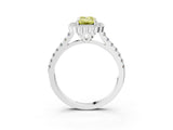 White gold Fancy Yellow Emerald  Cut Diamond Milgrain Floral Halo Engagement Ring with Pavé Band_18