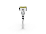 White gold Fancy Yellow Emerald  Cut Diamond Milgrain Marquise Band with Prong Setting_5