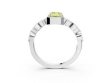 White gold Fancy Yellow Emerald  Cut Diamond Milgrain Marquise Band with Prong Setting_6