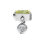 White gold Fancy Yellow Emerald  Cut Diamond Milgrain Marquise Band with Prong Setting_8