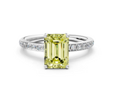 White gold Fancy Yellow Emerald  Cut Diamond Pavé Band Ring with Four-Prong Setting_24