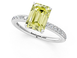 White gold Fancy Yellow Emerald  Cut Diamond Pavé Band Ring with Four-Prong Setting_25