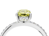 White gold Fancy Yellow Emerald  Cut Diamond Pavé Band Ring with Four-Prong Setting_28