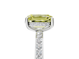 White gold Fancy Yellow Emerald  Cut Diamond Pavé Band Ring with Four-Prong Setting_29