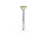 White gold Fancy Yellow Emerald Cut Diamond Pavé Band Solitaire Ring with Prong Setting_96