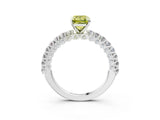 White gold Fancy Yellow Emerald Cut Diamond Pavé Band Solitaire Ring with Prong Setting_97