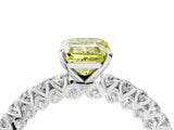 White gold Fancy Yellow Emerald Cut Diamond Pavé Band Solitaire Ring with Prong Setting_98