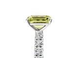 White gold Fancy Yellow Emerald Cut Diamond Pavé Band Solitaire Ring with Prong Setting_99