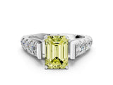 White gold Fancy Yellow Emerald  Cut Diamond Pavé Band Solitaire with Four-Prong Setting_15