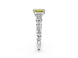 White gold Fancy Yellow Emerald  Cut Diamond Pavé Band Solitaire with Four-Prong Setting_17