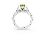 White gold Fancy Yellow Emerald  Cut Diamond Pavé Band Solitaire with Four-Prong Setting_18