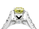 White gold Fancy Yellow Emerald  Cut Diamond Pavé Band Solitaire with Four-Prong Setting_19