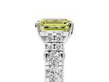 White gold Fancy Yellow Emerald  Cut Diamond Pavé Band Solitaire with Four-Prong Setting_20