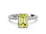 White gold Fancy Yellow Emerald  Cut Diamond Pavé Band Solitaire with Four-Prong Setting_3