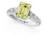 White gold Fancy Yellow Emerald  Cut Diamond Pavé Band Solitaire with Four-Prong Setting_4