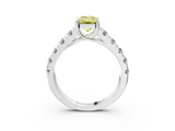 White gold Fancy Yellow Emerald  Cut Diamond Pavé Band Solitaire with Four-Prong Setting_6