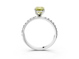 White gold Fancy Yellow Emerald  Cut Diamond Pavé Band Solitaire with Four-Prong Setting_6