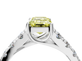 White gold Fancy Yellow Emerald  Cut Diamond Pavé Band Solitaire with Four-Prong Setting_7