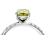 White gold Fancy Yellow Emerald  Cut Diamond Pavé Band Solitaire with Four-Prong Setting_7
